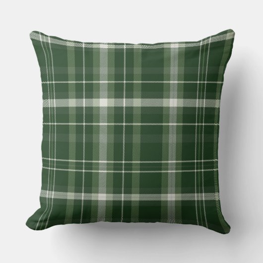 フェスティバルグリーンとアーストーンニュートラルプレイドデザイン クッション (正面)