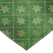 フェスティバルグリーンとゴールドフォイル冬の雪片 ショートテーブルランナー (コーナー)