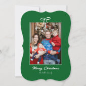 フェスティバルグリーンとホワイトボウクリスマスフォト シーズンカード (正面)