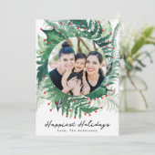 フェスティバルグリーンとレッドクリスマスホリデーフォトカード シーズンカード (スタンド正面)