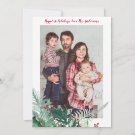 フェスティバルグリーンとレッドクリスマスホリデーフォトカード シーズンカード