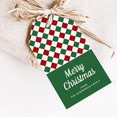 フェスティバルグリーンとレッドチェッククリスマス ギフトタグ