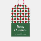 フェスティバルグリーンとレッドチェッククリスマス ギフトタグ (正面)