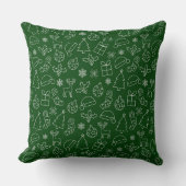 フェスティバルグリーンと白の冬のクリスマスパターン クッション (正面)