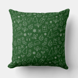 フェスティバルグリーンと白の冬のクリスマスパターン クッション