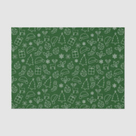 フェスティバルグリーンと白の冬のクリスマスパターン 薄葉紙