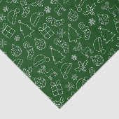 フェスティバルグリーンと白の冬のクリスマスパターン 薄葉紙 (詳細)