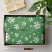 フェスティバルグリーンと白の冬の雪片パターン 薄葉紙 (ギフト)