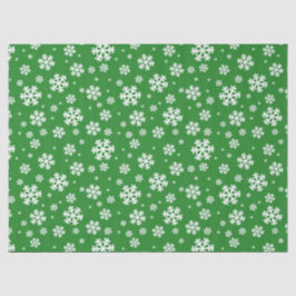 フェスティバルグリーンと白の冬の雪片パターン 薄葉紙