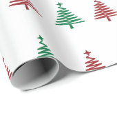 フェスティバルグリーンと赤クリスマスツリーホリデーギフト ラッピングペーパー (ロールコーナー)