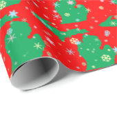 フェスティバルグリーンと赤ミシガン州の雪片の地図 ラッピングペーパー (ロールコーナー)