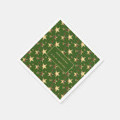 フェスティバルグリーンと金ゴールドクリスマススターズ名の追加 スタンダードカクテルナプキン (角)