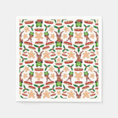 フェスティバルグリーンアンドレッドカースキークリスマストインデナー スタンダードカクテルナプキン (正面)