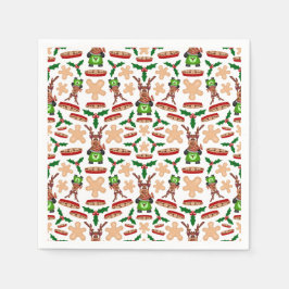 フェスティバルグリーンアンドレッドカースキークリスマストインデナー スタンダードカクテルナプキン