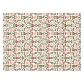 フェスティバルグリーンアンドレッドカースキークリスマストインデナー テーブルクロス (正面(横))