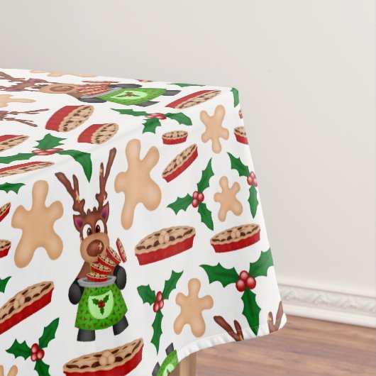 フェスティバルグリーンアンドレッドカースキークリスマストインデナー テーブルクロス (インサイチュ)