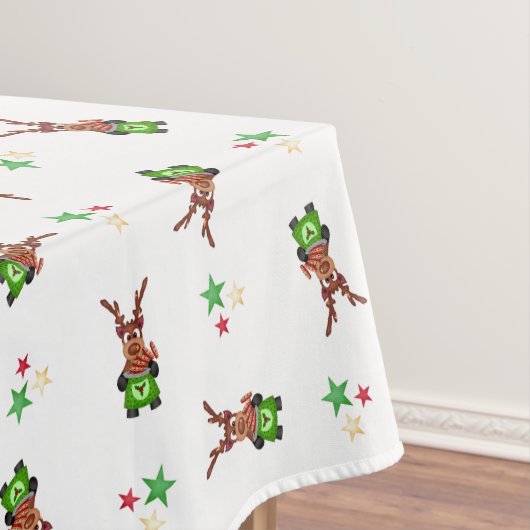 フェスティバルグリーンアンドレッドカースキークリスマストインデナー テーブルクロス (インサイチュ)