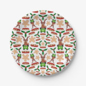 フェスティバルグリーンアンドレッドカースキークリスマストインデナー ペーパープレート (正面)