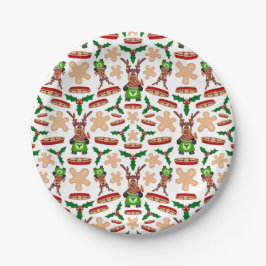 フェスティバルグリーンアンドレッドカースキークリスマストインデナー ペーパープレート