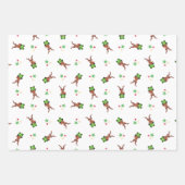 フェスティバルグリーンアンドレッドカースキークリスマストインデナー ラッピングペーパーシート (正面2)