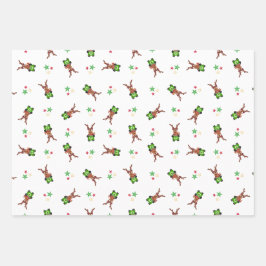 フェスティバルグリーンアンドレッドカースキークリスマストインデナー ラッピングペーパーシート