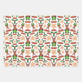 フェスティバルグリーンアンドレッドカースキークリスマストインデナー ラッピングペーパーシート (正面)