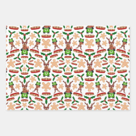 フェスティバルグリーンアンドレッドカースキークリスマストインデナー ラッピングペーパーシート