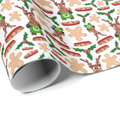 フェスティバルグリーンアンドレッドカースキークリスマストインデナー ラッピングペーパー (ロールコーナー)