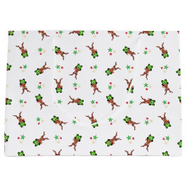 フェスティバルグリーンアンドレッドカースキークリスマストインデナー ラージペーパーバッグ