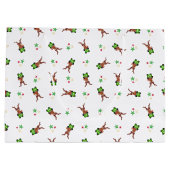 フェスティバルグリーンアンドレッドカースキークリスマストインデナー ラージペーパーバッグ (裏面)