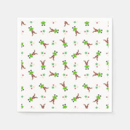 フェスティバルグリーンアンド金ゴールドカスキークリスマストインデナー スタンダードカクテルナプキン