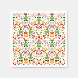 フェスティバルグリーンアンド金ゴールドカスキークリスマストインデナー スタンダードカクテルナプキン