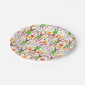 フェスティバルグリーンアンド金ゴールドカスキークリスマストインデナー ペーパープレート (アングル)