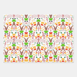 フェスティバルグリーンアンド金ゴールドカスキークリスマストインデナー ラッピングペーパーシート