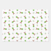 フェスティバルグリーンアンド金ゴールドカスキークリスマストインデナー ラッピングペーパーシート (正面3)