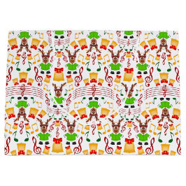 フェスティバルグリーンアンド金ゴールドカスキークリスマストインデナー ラージペーパーバッグ