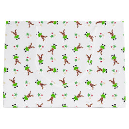 フェスティバルグリーンアンド金ゴールドカスキークリスマストインデナー ラージペーパーバッグ