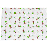 フェスティバルグリーンアンド金ゴールドカスキークリスマストインデナー ラージペーパーバッグ (裏面)