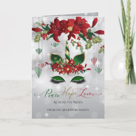 フェスティバルグリーンアンド金ゴールドホリデーユニコーン顔 シーズンカード