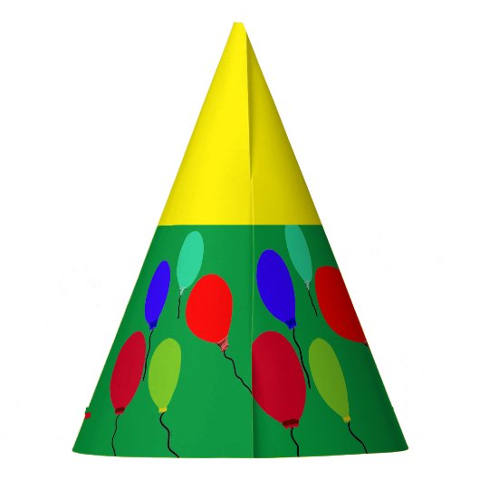 フェスティバルグリーンイエローパーティーハットバルーン パーティーハット (裏面)