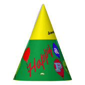 フェスティバルグリーンイエローパーティーハットバルーン パーティーハット (左)