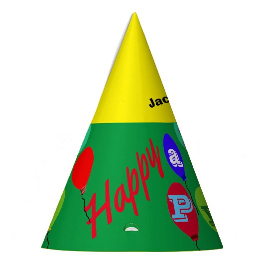 フェスティバルグリーンイエローパーティーハットバルーン パーティーハット (左)