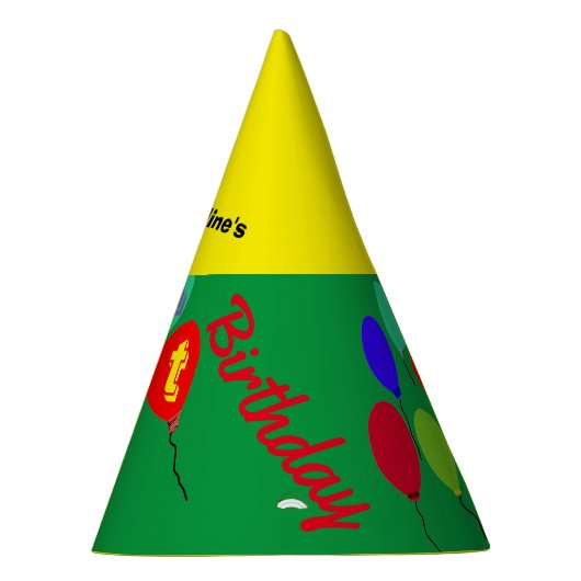 フェスティバルグリーンイエローパーティーハットバルーン パーティーハット (右)