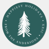 フェスティバルグリーンウィンターパインクリスマスツリー ラウンドシール (正面)