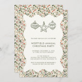 フェスティバルグリーンウェーブフレームクリスマスパーティー 招待状 (正面/裏面)