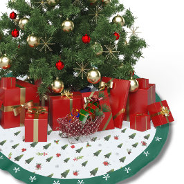 フェスティバルグリーンウォーターカラーパインツリーズホリーホリデイ ブラッシュドポリエステルツリースカート