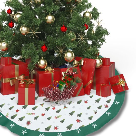 フェスティバルグリーンウォーターカラーパインツリーズホリーホリデイ ブラッシュドポリエステルツリースカート