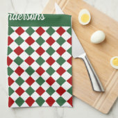 フェスティバルグリーンクリスマスとレッドクリスマス キッチンタオル (四つ折り)