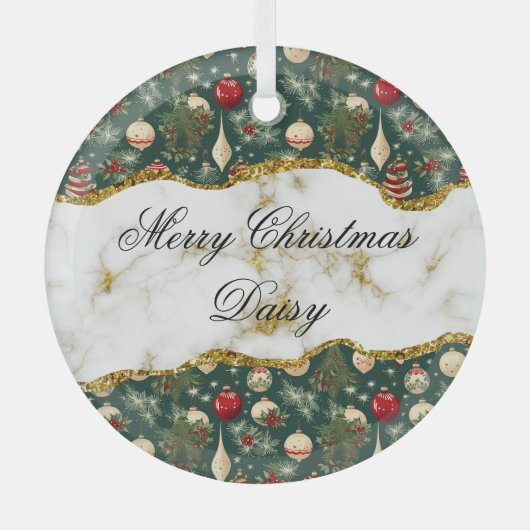 フェスティバルグリーンクリスマスツリーデコレーションカスタム ガラスオーナメント (正面)