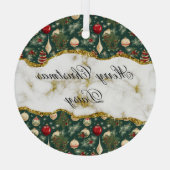 フェスティバルグリーンクリスマスツリーデコレーションカスタム ガラスオーナメント (裏面)